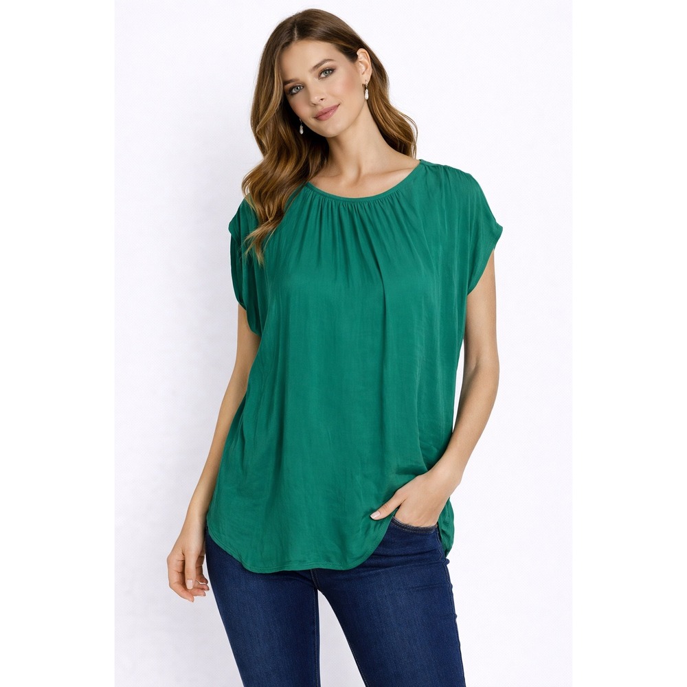 Maison D'Amelie- Chic Emerald Green Women's Blouse Size M